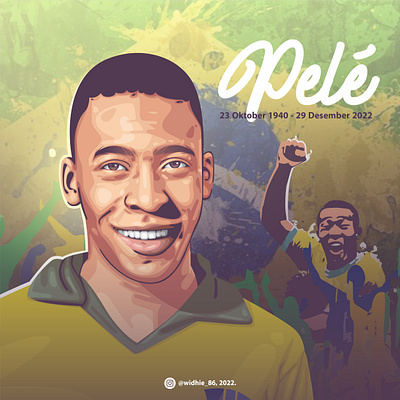 Pele brazil coreldraw design football illustration legend lineart portrait rip soccer vector