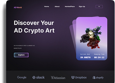 AD Crypto Website Dashboard UI branding illustration ui design ui mock ups web app design