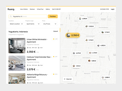 Dashboard Ruang - Rent Property airbnb apartment branding clean ui dashboard app design house property rent room ruang ui design uidesign uiuxdesign