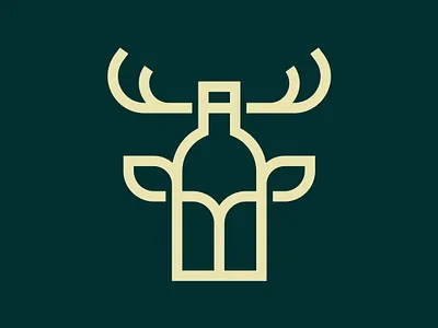 Deer Bottle Logo alcohol animal beverage bottle branding buck club deer drink drinking drop elk forest glass logo modern premium restaurant water wine