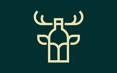 Deer Bottle Logo alcohol animal beverage bottle branding buck club deer drink drinking drop elk forest glass logo modern premium restaurant water wine
