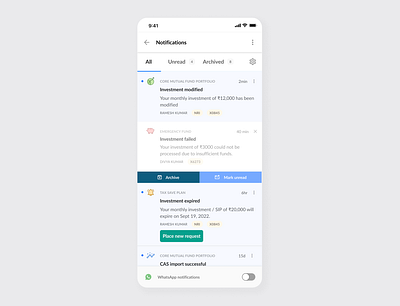 Scripbox - Notifications app design minimal ui ux