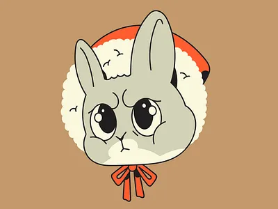 Happy New Years flat hare illustraion rabbit rabbit character