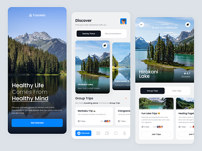 Travielo - Travel Mobile App app design destination explore flight mobile app mobile design mobile ui tourism travel travel agency travel app travel design travel mobile design travelling trip trip planner ui ux vacation vacation app