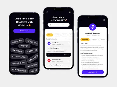 Job Finder Mobile App 🔥 creative job find job job app job finder job finder mobile app job mobile app job search job search mobile app mobile app search job ui