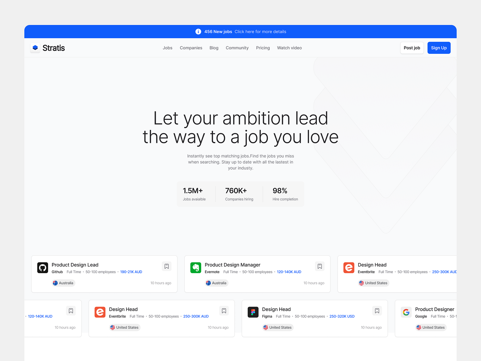 Stratis UI Job Landing by Monty Hayton on Dribbble