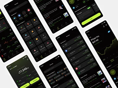 Stocked - Stock Trading App app dark mode design exploration finacial app finance fintech graph investing minimalistic mobile design portfolio shares stock market stocks trading trading app ui user interface ux