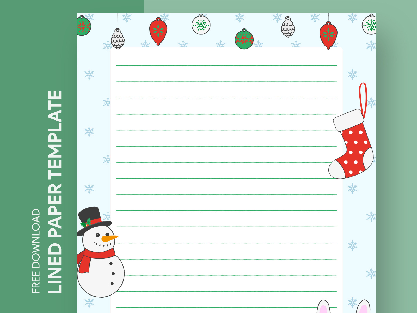 Christmas Holiday Lined Paper Free Google Docs Template by Free Google