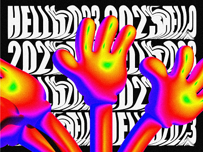 Hello 2023 2023 3d 3d illustration branding distorted glitch animation graphicdesign hello hologram holographic illustration motion graphics new year type type design typography