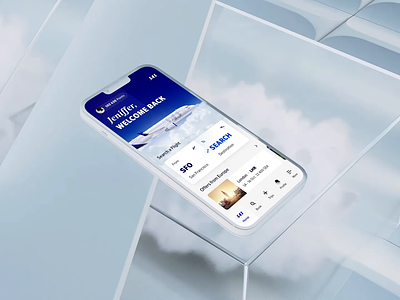 Official SAS airline app re-design by Milkinside aircraft airline animation app book booking branding clouds flying home ios motion official passanger react sas screen search ui welcome