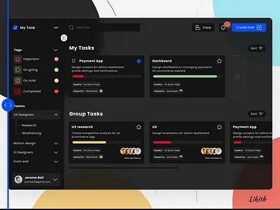 My Tasks Dashboard UI Design 3d appdesign booking daily dailytask dashboard design task ui uidashboard ux website