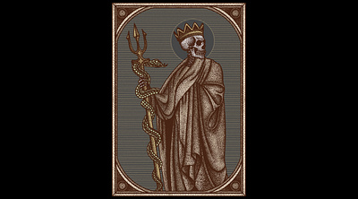 Poseidon (For Sale) artwork darkart dotwork drawing illustration macabre occult skull skull art