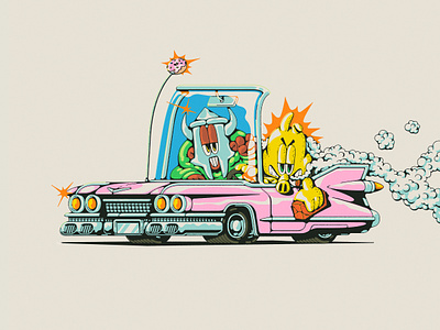 QUASIMOTO AND DOOM cadillac car illustration madlib madvillain mf doom quasimoto