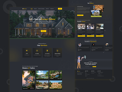 The Luxury Home's dark theme elegant figma graphic design hotel business landing page modern professional ui uiux websie design