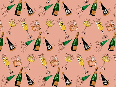 Cocktail Pattern 2023 art cheers cocktails community design graphic design illustration illustrator new year nye pattern pattern design vector