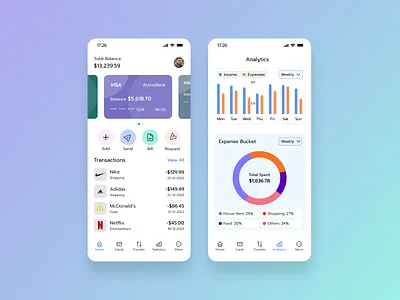 Finance service application analytical tool bank card banking service budget analysis classic design clean ui cost analysis expense management finance service master card mobile application paying bill transfer money user centered design visual design