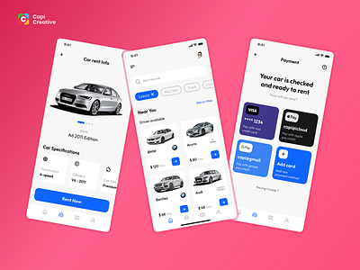 Car Rental App - Mobile App UI Concept app design booking car car rent car rental app luxury car rent mobile mobile app mobile ui rental app transport ui ui design