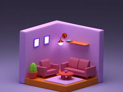 Sweet little 3D house with girlish colors 3d blender colorful girl girlish glowing graphic design home house modeling moderm