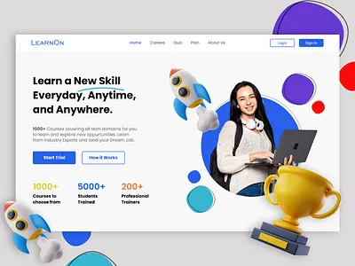 Learn On app branding design illustration logo typography ui ux web