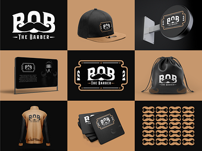 Bob The Barber - Logo & Brand Identity abstract logo barber barber logo barber shop brand identity branding creative creative logo creative logos hair saloon hairdresser logo logo design logofolio logos logotype moustache saloon saloon logo vintage logo