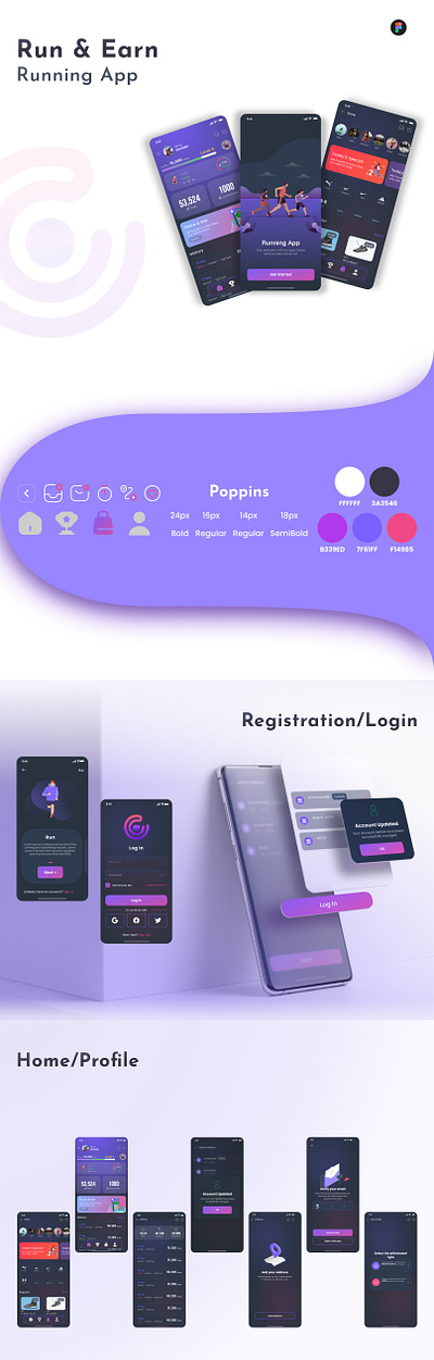 Running app animation app design figma mobile uiux running app sport shop ui value:animation