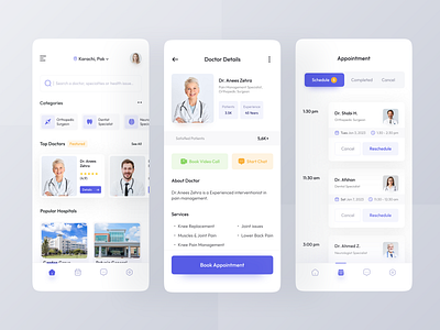 Online - Doctor Appointment App app app design appointment appointment app check up clean ui consultation doctor healthy home medical medicion minimal patient prescription seminar stats ui uiux ux design