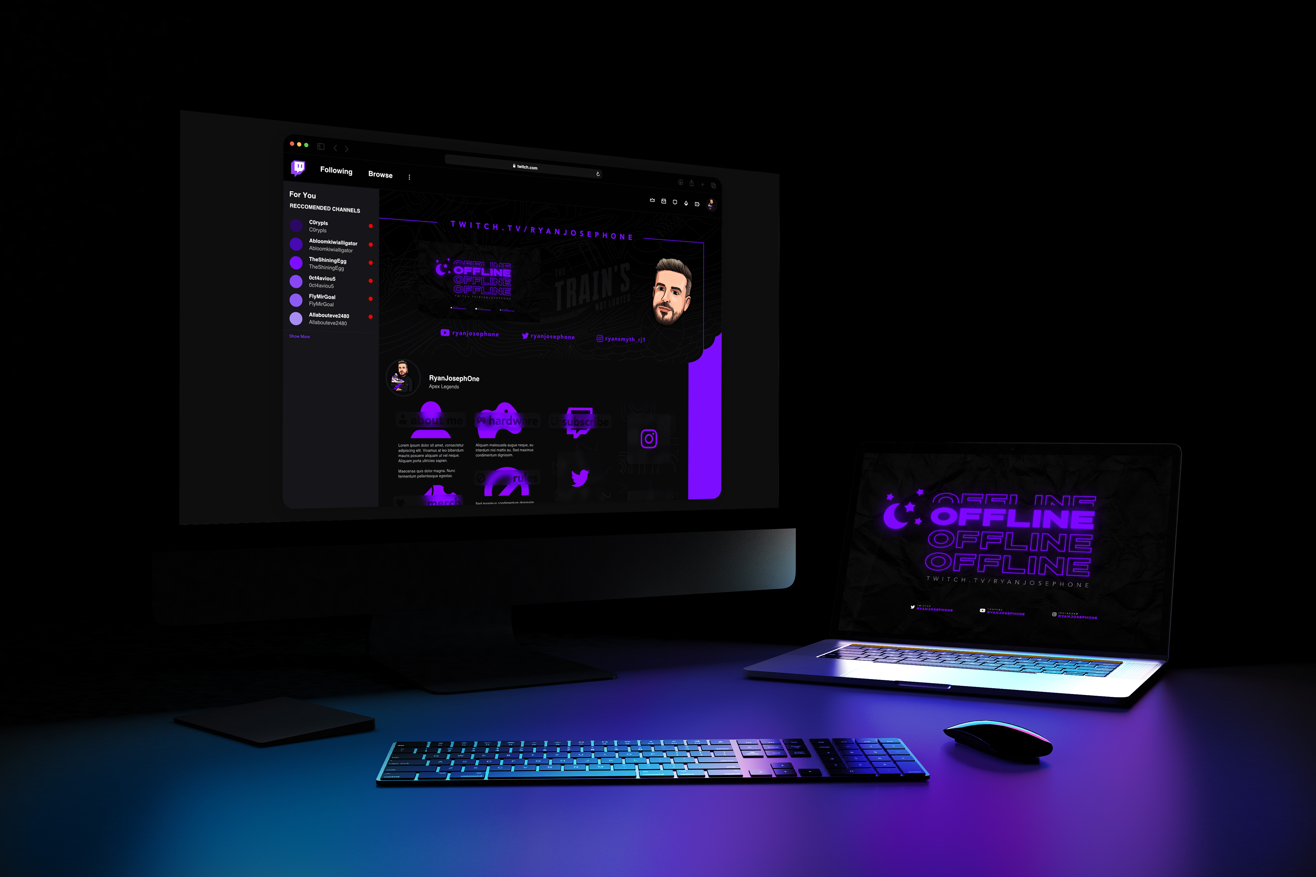 Twitch Video Game-Streaming Profile Rebrand apex legends apexlegends banners black dark design esport esports gamer gaming live overlay profile purple stream stream overlay streamer streaming twitch video games