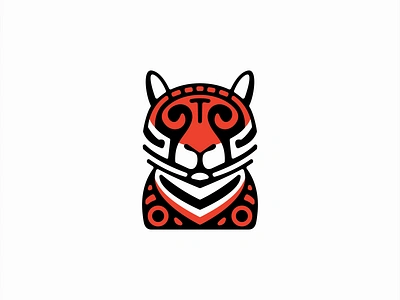 Tribal Tiger Logo abstract animal branding design emblem feline geometric icon identity illustration logo mark mascot orange sports symbol tiger tribal vector wild cat