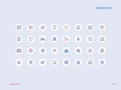 Readyeducation App Icons Set app branding design education graphic design icon icon app icon design icon set illustration line map readyeducation ui uiux vector