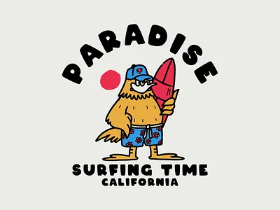 Paradise Cartoon Illustration apparel beach branding cartoon character clothing design graphic design illustration logo ocean paradise sign surf symbol tropical tshirt vintage wave