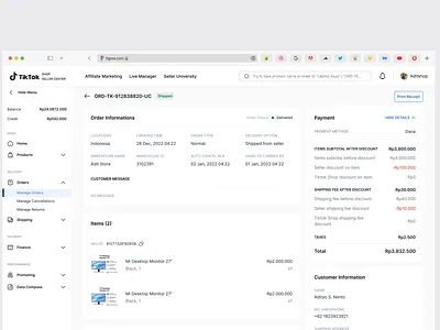Detail Order - Web Dashboard branding design email graphic design illustration invoice logo payment receipt typography ui ux