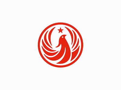 Phoenix Logo animal bird branding circle design emblem fire flame flight icon illustration logo mark mythical phoenix rebirth red star vector wings