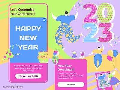 Happy New Year 2023 2023 clean color design fun graphic design happy new year illustration new year party typography ui ux vector