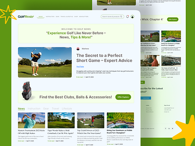 GolfRiver – Modern & Engaging Golf Website Landing Page Design business golf landing page pga golf product sports website startups ui ui design ux web website