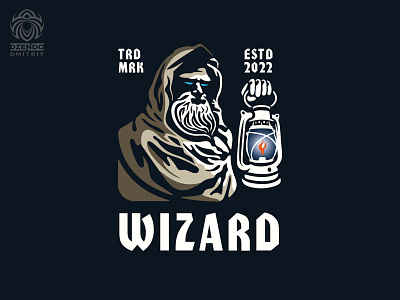 Old Wizard Logo beard branding kerosene lamp lighting logo magician night old man sorcerer wizard