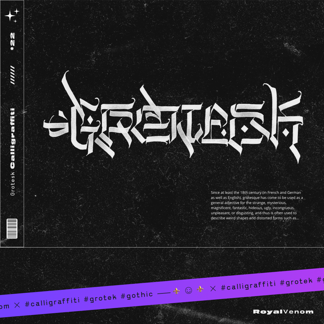 GROTESK—GOTHIC INSPIRED CALLIGRAPHY. ⚜️🏴⚜️ art branding design gothic grotesk grotesque illustration logo royalvenom typeface typography