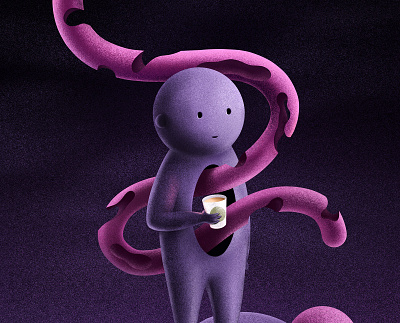 Pink feelings 2d character character design cute genderless human illustration men pink procreate purple surreal surrealism