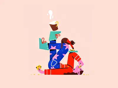 sweet laziness cat character character design chocolate christmas christmas is comling cookie cookies holiday home hot chocolate illustration illustration 2d kitty laziness minimal art pattern shapes sweet laziness