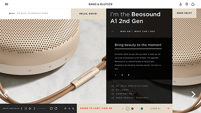 Bang & Olufsen - a new online shopping experience branding customer experience design digital design electronic product design typography ui webshop