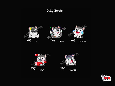 Wolf Twitch Emotes cartoon design emoji emote emotes illustration twitch twitchemote twitchemotes