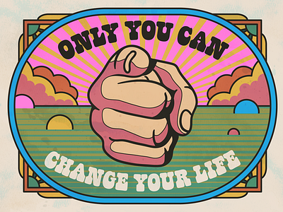 Only YOU can change your life design illustration motivation retro vector vintage