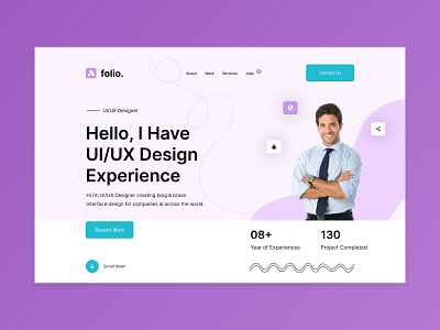 UI/UX Designer Experience Header Design agency app clean design experience header hero section home page landing page modern simple typography ui ui design ui ux ui ux design user interface ux web ui website