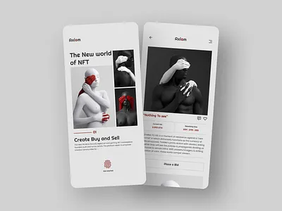 Axiom NFT Mobile App app app design blockchain clean cryptoart cryptocurrency design etherium logo mobile mobile app nft token ui uiux