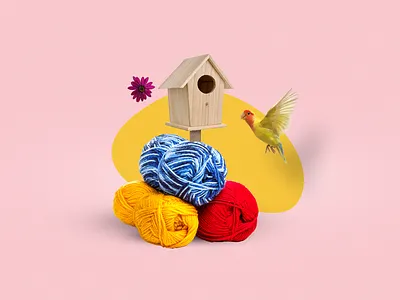 Winked App illustration bird collage collage art collage digital collage maker collageart design graphic graphicdesign house illustration minimal wool