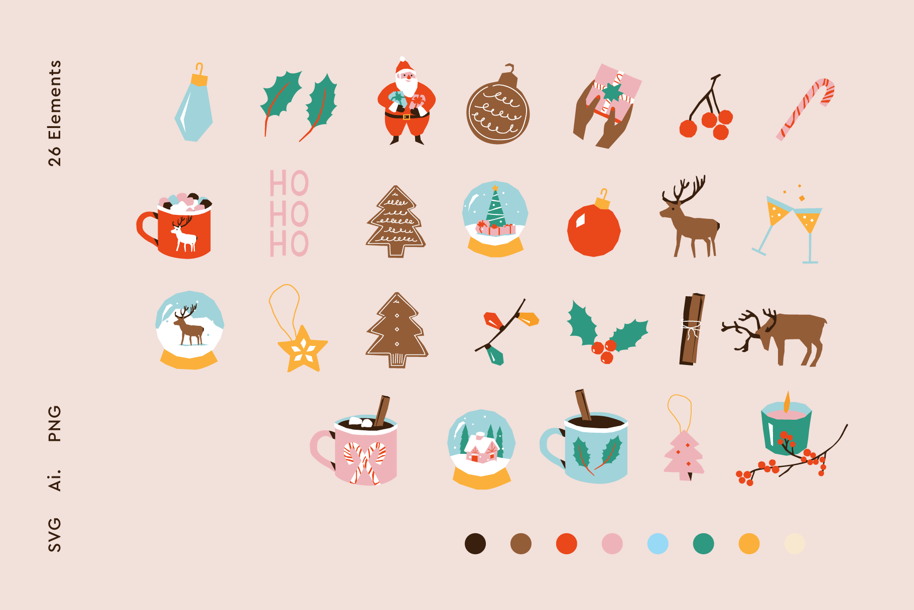 Cute Christmas Vector Collection candy christmas cinnamon cookie design gift holiday icon illustration mistletoe mug ornament pattern reindeer santa snow star tree vector winter