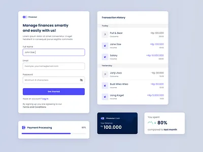 UI components for financial app component financial financial app minimalist mobile app mobile app design mobile design mobile ui simple clean interface ui