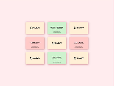 Glowy Cosmetics Business Cards beauty branding brand creation brand identity branding business cards card design cosmetic brand identity cosmetic branding cosmetic logo skincare branding skincare logo