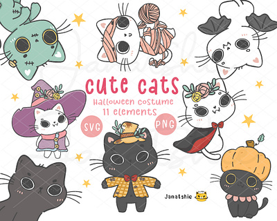 Halloween Cats cartoon character character design cute cats doodle funny kitten halloween illustration kawaii vector