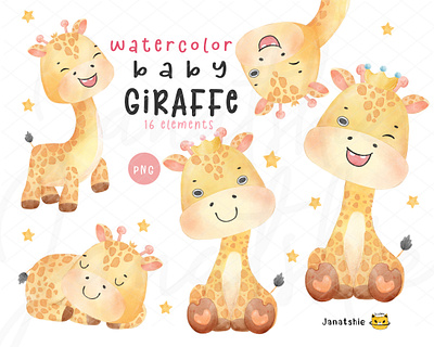 cute Watercolour baby Giraffe animal baby baby animal baby shower character design giraffe illustration kid watercolour nursery watercolor watercolour wildlife