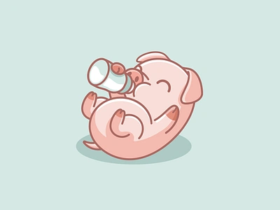 Piglet Drinking Milk adorable logo animal logo baby boar piggy brand branding cartoon logo children logo cute logo happy joyful illustrative logo kawaii logo kids logo logo design logo illustration milk bottle milk powder pig pig logo piglet piglet logo